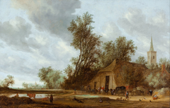 The halt at the inn by Salomon van Ruysdael