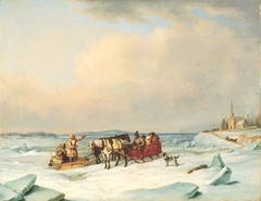 The Ice Bridge at Longue-Pointe by Cornelius Krieghoff