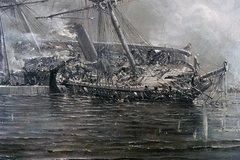 The Naval Battle of Iquique (1) by Thomas Somerscales