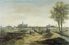 The Nieuwe Gracht at Haarlem, being built with New City Wall