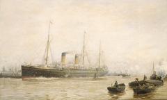 The 'Teutonic' leaving Liverpool by William Lionel Wyllie