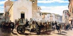 The Tuscan artillery at Montechiaro greeted by the French wounded at Solferino by Telemaco Signorini