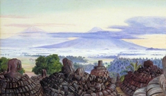 The Volcanoes of Merapi and Merbaboe, Java, from the Top of Boro Bodoer by Marianne North