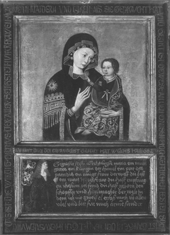 Triptychon mit einem Marienbild im Typus der Madonna del Popolo, einem Stifter, den hll. Katharina und Barbara auf den Flügeln (Flügelaußenseite: Ver by Anonymous