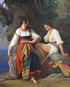 Two bathers, San Donato Val di Comino costume by Robert Léopold Leprince