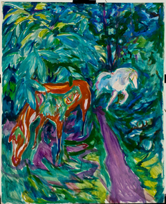 Two Horses in the Forest by Edvard Munch