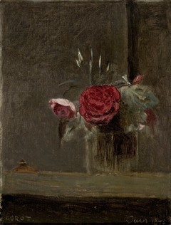 Rose in a Glass by Jean-Baptiste-Camille Corot
