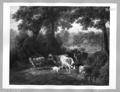 Village - landscape with cows by Robert Eberle