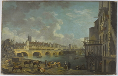 Vue du quai de Gesvres au moment de la démolition des maisons du pont au Change