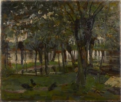 Willow grove near the water, prominent tree at right by Piet Mondrian