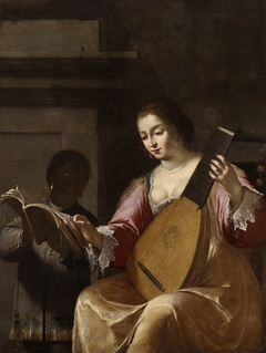 Woman Playing a Lute by Jean Daret