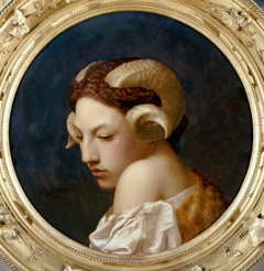 Woman's head with ram horns by Jean-Léon Gérôme