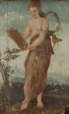 Woman with Text Panel by Unknown Artist