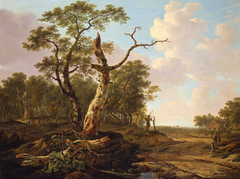 Wooded landscape by Jacob van Strij