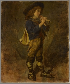 Young italian playing the flute