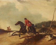 A Huntsman encouraging Hounds by Abraham Cooper