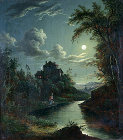 A Landscape and River Scene by Abraham Pether