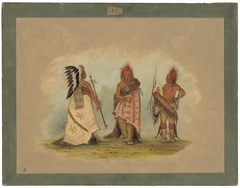 A Pawnee Chief with Two Warriors by George Catlin