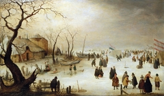 A Winter River Landscape with Figures on the Ice by Hendrick Avercamp