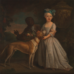 A Young Girl with an Enslaved Servant and a Dog by Bartholomew Dandridge