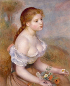 A Young Girl with Daisies by Auguste Renoir