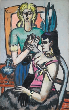 Before the Ball / Two Women with Cat by Max Beckmann