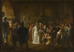 Blanche of Castile freeing prisoners by Louis Julien Jean Aulnette du Vautenet