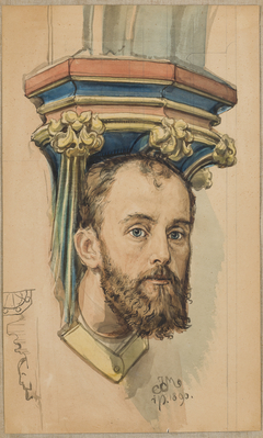 Carton for the polychrome from St Mary's Church - console in the shape of a male head (portrait of T. Stryjeński) by Jan Matejko