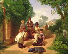 Children Spinning Tops by John Gendall