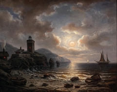 Coast at Night with Lighthouses