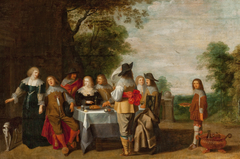 Company at the Table in a Park by Christoffel Jacobsz van der Laemen