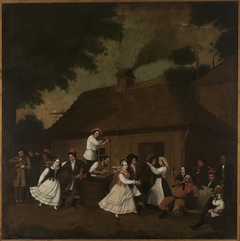 Dancing in front of the village inn