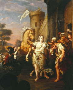 De terugkomst van Cloelia bij de poorten van Rome (wandschildering in De Zaal in het Huis met de Dertien tempels, Groningen) by Hermannus Collenius