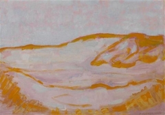 Dune sketch in orange, pink and blue by Piet Mondrian