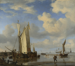Dutch Vessels Inshore and Men Bathing by Willem van de Velde the Younger