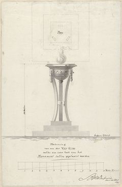 Een van de vier urnen voor het monument op het Nationale feest ter viering van de Vrede van 17 december 1799 by Bartholomeus Ziesenis