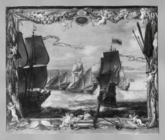 Entwurf für ein Gobelin, Segelschiffe auf bewegter See by David Teniers the Younger