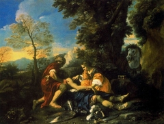 Erminia and Valfrino Tending the Wounded Tancred After the Battle with Argante by Pier Francesco Mola