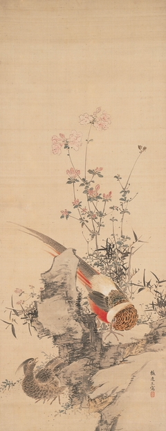 Flowers and Pheasants by Yamamoto Baiitsu