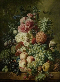 Fruit and flowers by Paul Theodor van Brussel