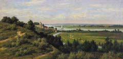 Gezicht op Nijmegen, de Waal en de Ooij, vanaf de heuvelrand ten oosten van Nijmegen by Willem Carel Nakken