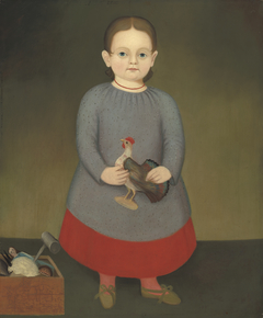 Girl with Toy Rooster by Anonymous