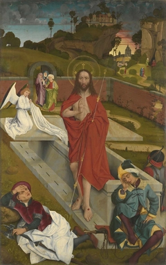 Hofer Altar: Auferstehung Christi (Rückseite: Apostel Bartholomäus und Jakobus) by Hans Pleydenwurff