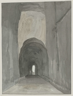 Ingang van grot Crypta Neapolitana (of Grotta di Posillipo) aan de kust van Pozzuoli by Louis Ducros