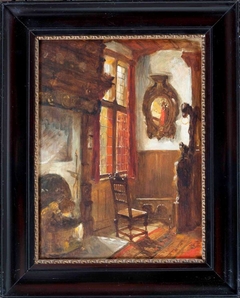 Interieur van kamer van schilder Christoffel Bisschop in Villa Frisia te Scheveningen