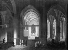 Interior of a Gothic Church by Night