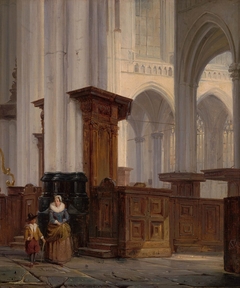 Interior of a Gothic Church by Cornelis Springer