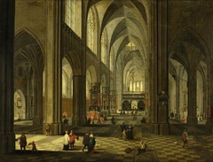 Interior of a gothic church by Pieter Neeffs