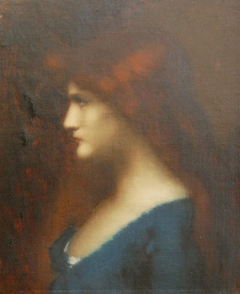 Jeune fille à la robe bleue by Jean-Jacques Henner
