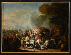 L'attaque d'une charrette by Louis Joseph Watteau